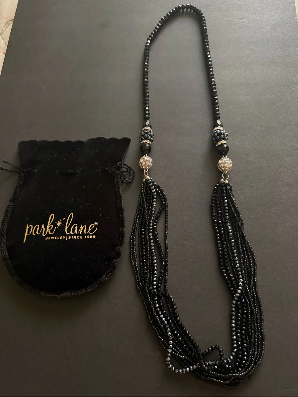 Park Lane Black Multi-Strand Beaded Necklace with Gold Accent Beads